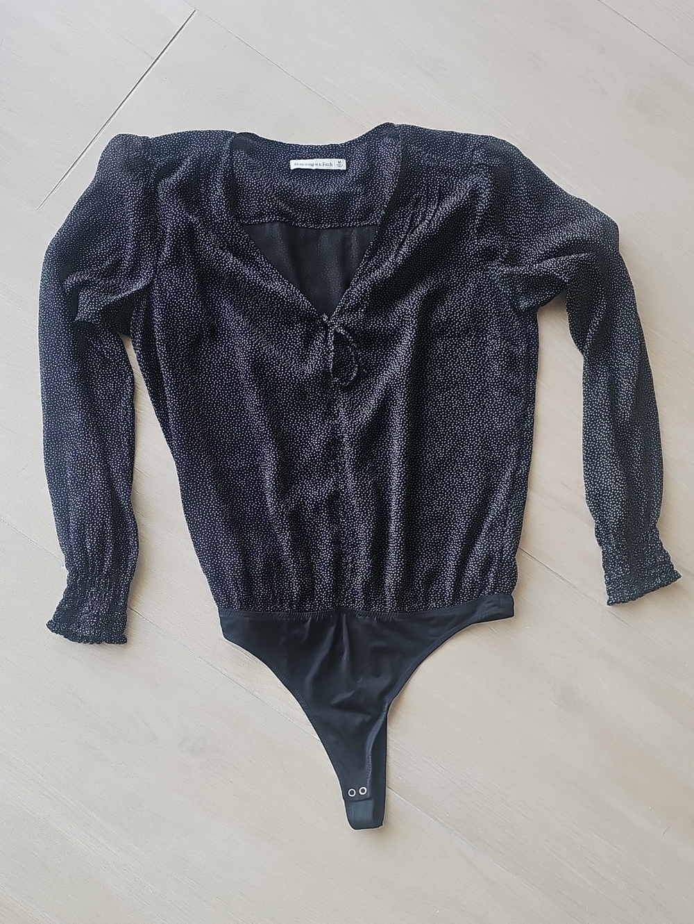 Abercrombie & Fitch Black Long-Sleeve Sheer Bodysuit